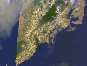 Камчатка, орбитальное фото с сайта www.pacificinfo.ru