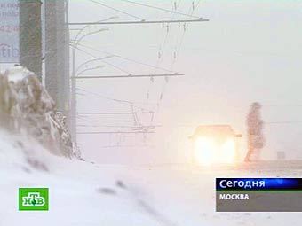 Снегопад в Москве. Кадр телеканала НТВ 