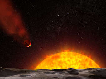 ������ HD 209458 � ������� HD 209458b ������� ���������. ����������� NASA, ESA, and G. Bacon (STScI)