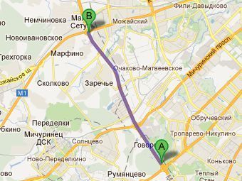 ������� ����� �� ���������� ��������� �� ���������� �����. ����������� Google Maps