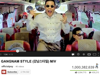 �������� �������� ����� "Gangnam Style" �� YouTube